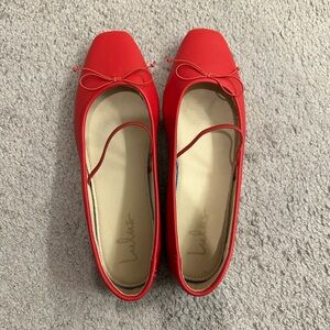 Lulu's Vibrant Red Flats with Bow Detail